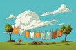 T-shirt stack laundry day. Color retail. Generate Ai