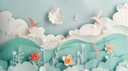 Wall Mural - Playful and whimsical paper creations with a transparent white background, ideal for handmade aesthetics