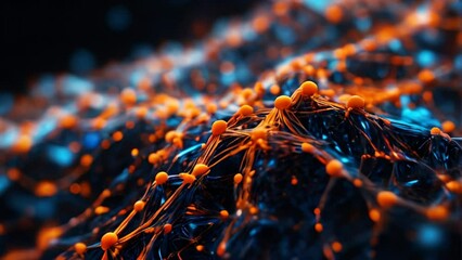 Poster - Animation slow moving of molecules or network . Animation of seamless loop. abstract background.