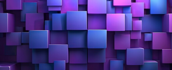 Poster - A captivating 3D image of stacked purple and blue cubes creating a mesmerizing pattern