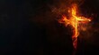 Abstract representation of Christian faith as a flame burning brightly in the darkness