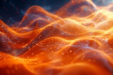 Poster - A warm and inviting abstract of smooth waves with twinkling particles, reminiscent of energy and warmth