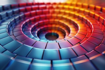 Poster - This image showcases an intricately designed circular maze pattern with vibrant gradient colors, suggesting complexity and challenge