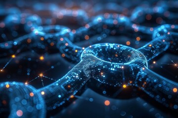 Poster - This abstract digital artwork features glowing nodes interconnected by lines, implying a sense of advanced technology and network connectivity