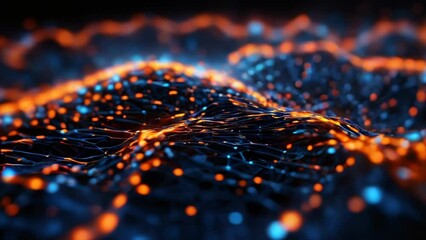 Poster - Animation slow moving of molecules or network . Animation of seamless loop. abstract background.