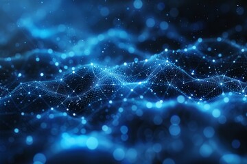 Poster - Beautiful backdrop of sparkling digital blue waves illustrating concepts of connection and technology