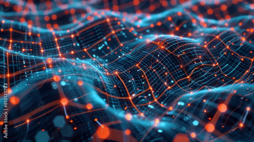 Elevated visualization of AI architects designing neural network ...