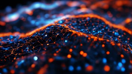 Poster - Animation slow moving of molecules or network . Animation of seamless loop. abstract background.