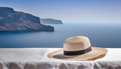 Wall Mural - Hat on the beach. Summer vacation banner concept