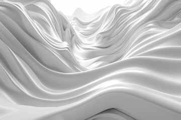 Poster - A digitally generated image simulating a close-up view of white rippling fabric or waves, elegant and smooth