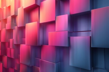 Poster - A 3D wall with a multicolored geometric pattern creates an engaging modern aesthetic