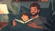 © shaiq - Father's Bedtime Story: As bedtime approaches, a father reads a story to his child, creating a comforting and bonding moment that they both cherish
