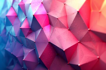 Poster - A playful geometric landscape with colorful poly art and subtle raindrop effects