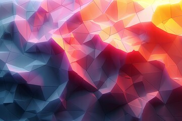 Poster - A transition of warm tones across a detailed abstract polygonal background creating a fiery effect