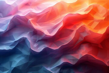 Poster - A dynamic low poly texture with a striking contrast between red and blue hues