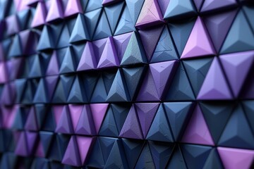 Poster - This image showcases a seamless geometric shape pattern with varying shades of purple and black for texture and depth