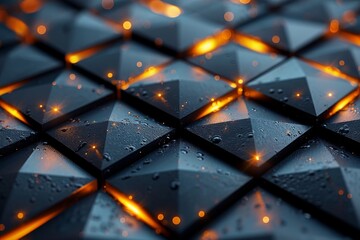 Poster - An intricately detailed image of a geometric pattern with water droplets and a subtle glow adding a tactile sensation