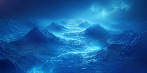 Wall Mural - a blue ocean with mountains in the background