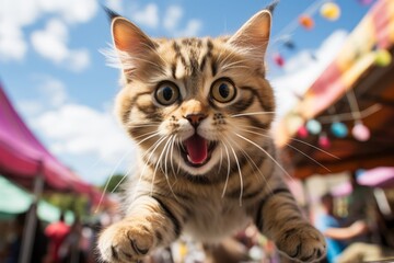 Canvas Print - Cute and Surprised Tabby Cat Close-Up