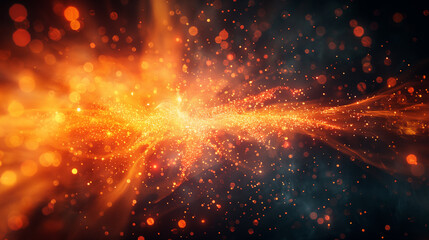 Wall Mural - a bright orange and blue swirl of light and fire
