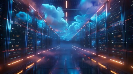 Poster - High-angle perspective showcasing the seamless migration capabilities of cloud servers