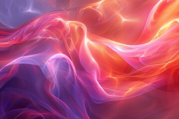 Poster - An image capturing an abstract, flowing form that resembles silk waves, rendered in vibrant pink and violet tones