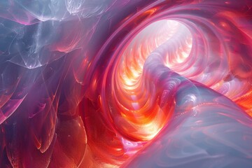 Poster - This image features a dynamic abstract spiral with a vortex of light and colors that creates a sense of energy and movement