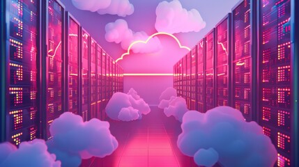 Poster - Poster layout with bold cloud server illustration