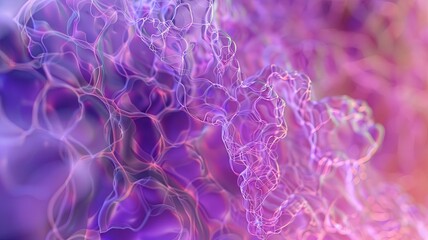 Poster - Abstract neon web on purple gradient - Digital abstract image with a neon web structure overlaying a purple and blue gradient