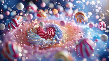 Spinning dessert toppings forming a galaxy