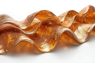 Poster - An elegant shot capturing the play of light on a wavy golden fabric texture