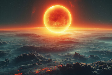 Wall Mural - surreal solar system: a celestial canvas of wonders and imagination. generative ai