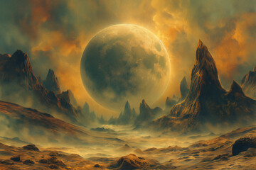 Wall Mural - surreal solar system: a celestial canvas of wonders and imagination. generative ai