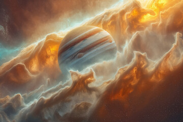Wall Mural - surreal solar system: a celestial canvas of wonders and imagination. generative ai