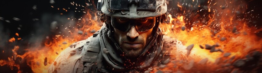 Poster - Intense military soldier in action