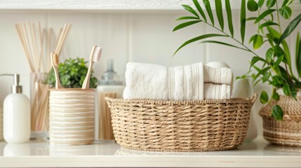 Serene bathroom vanity with eco-friendly accessories