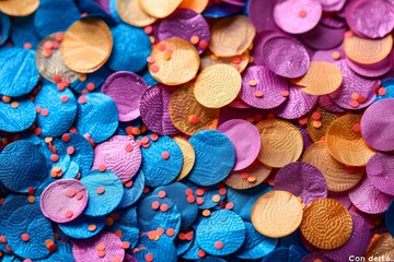 Poster - A closeup of colorful sequins, perfect for representing celebrations, parties, or artistic designs