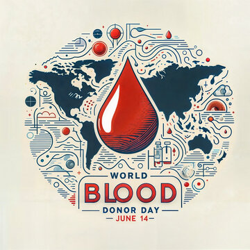 Vector illustration of Donate blood concept with abstract shape blood drop with form letter o for World blood donor day, June 14 created with generative ai.