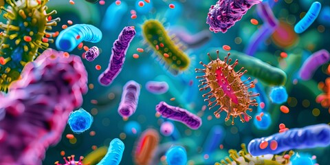 Wall Mural - microbiology is the branch of science that deals with the study of microorganisms, including bacteri