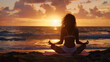 © Alex Alex - Young woman practicing yoga on the beach at sunrise. Concept of healthy lifestyle and relaxation.