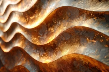 Poster - Mesmerizing golden waves with a warm glow and gentle sparkles, depicting a sense of wealth and comfort