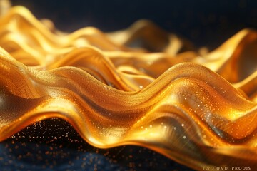 Poster - Captivating digital art showcasing vibrant, wavy golden patterns with a sense of energy and motion