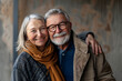© Sawyer0 - The smiling elderly couple looks together in the photo, exuding love and joy, emphasizing their long-term relationship and mutual support.