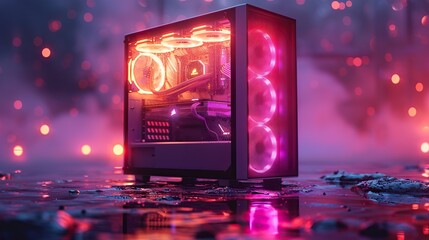 Wall Mural - Neon color gaming Pc