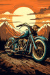 vintage illustration of a  motorcycle, vintage motorcycle illustration, riding a motorcycle