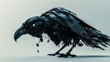 Fototapeta  - dark ai raven mysterious robotic bird intelligent avian machine futuristic creature concept digital illustration
