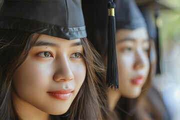 Wall Mural - Woman Wearing Graduation Cap and Gown