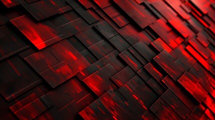 Poster - Dark textured background with red angular overlays creating a futuristic look.