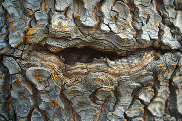 Canvas Print - The knobby, uneven texture of tree bark, protecting the trunk within. Concept of arboreal ecosystems. Generative Ai.