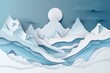 Fantasy landscape of Glacier, depicted with the crispness of paper art styles, creating a sharp contrast, banner template sharpen with copy space